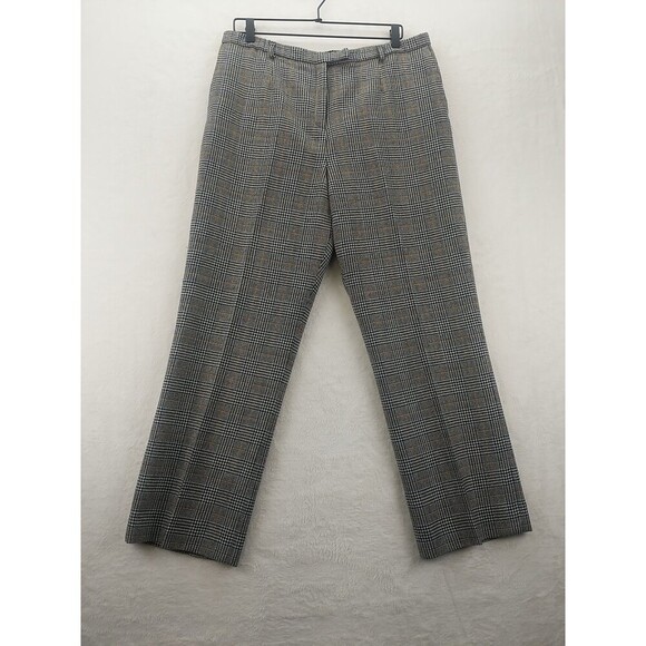 Pendleton 100% Virgin Wool Womens Pants Sz 16 Black/White/Tan Plaid Made In USA - Picture 1 of 9